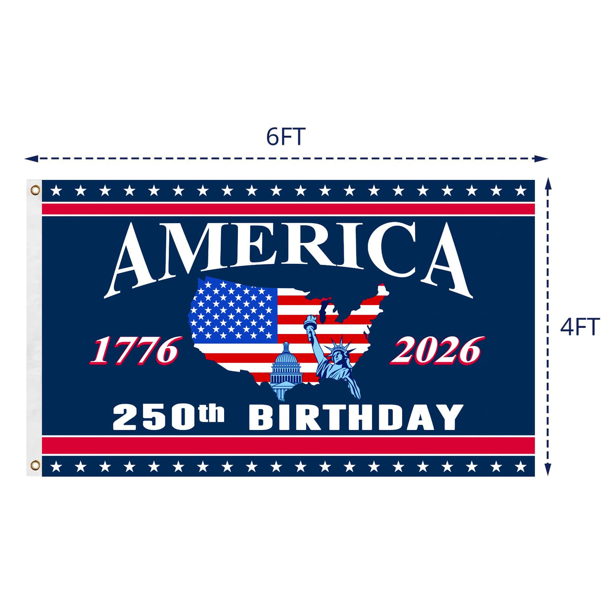 Mythcloud 250th Anniversary flag full display ready for yard or porch decoration.