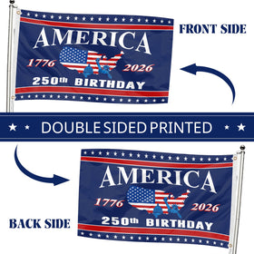 Mythcloud 250th Anniversary flag indoor/outdoor ready for porch, fence, or wall display.