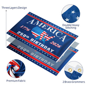Mythcloud 250th Anniversary flag close-up of three-layer fabric texture for durability.