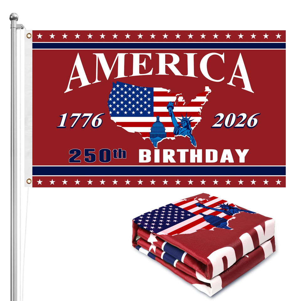 Mythcloud 250th anniversary flag front view for outdoor patriot display