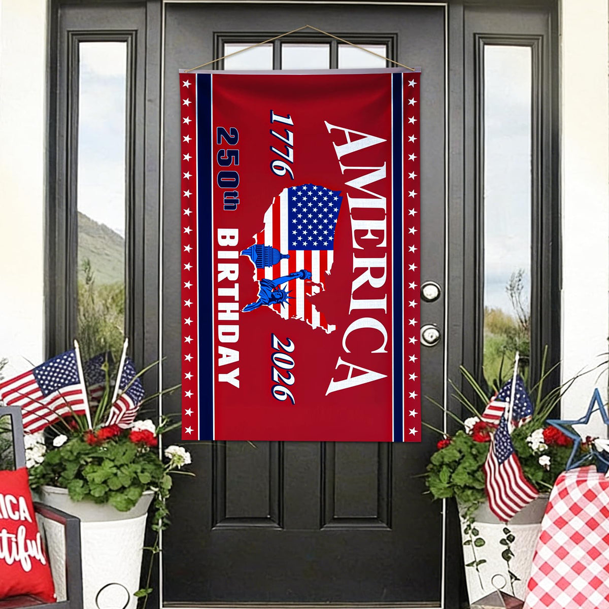 Mythcloud 3x5 ft patriotic flag on a fence