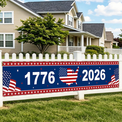 Mythcloud USA flag banner 120x20 inches for outdoor Independence Day display.