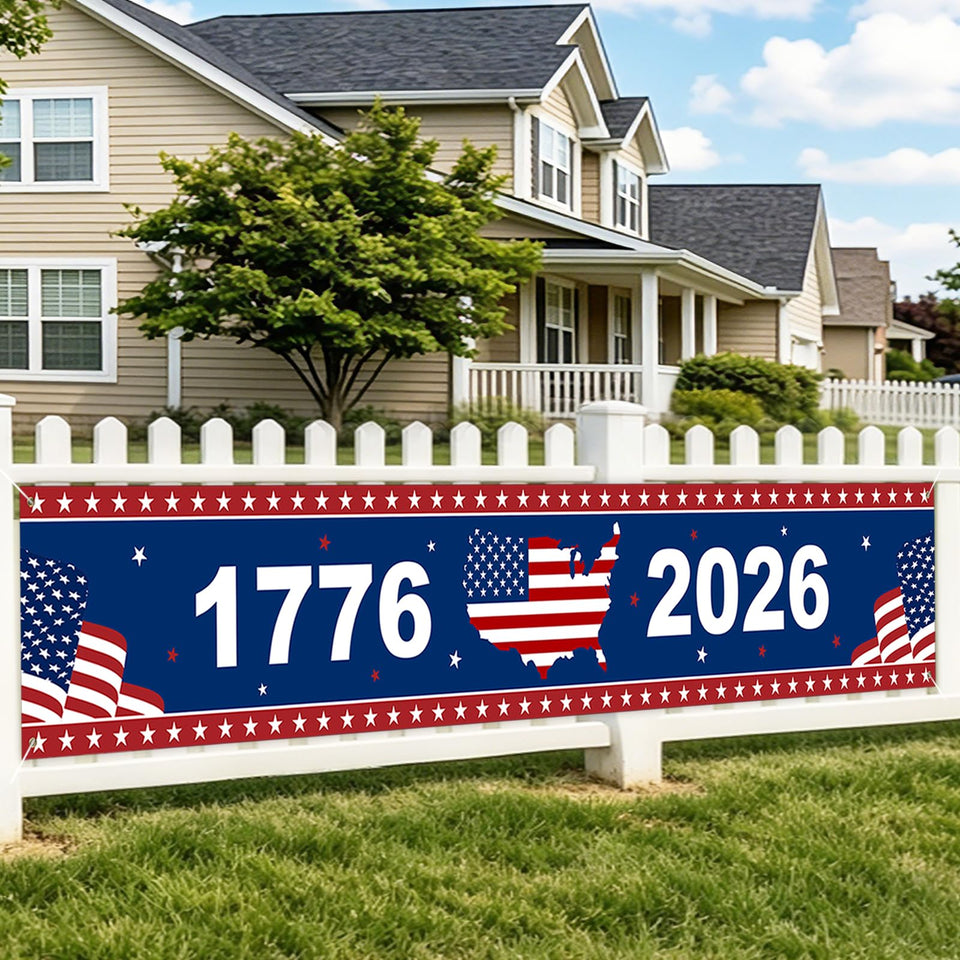 Mythcloud USA flag banner 120x20 inches for outdoor Independence Day display.