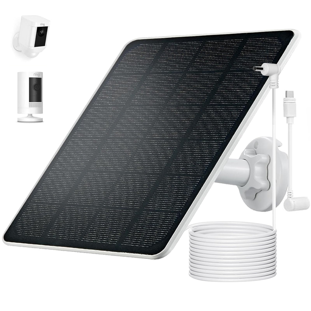 Mytions Ring solar panel charger front view outdoors providing continuous power