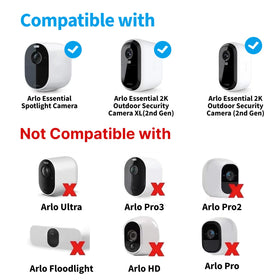 Mytions solar panel charger attached to Arlo Essential XL Spotlight for outdoor charging.