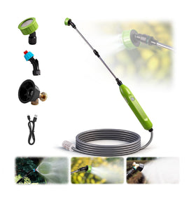 Mytium battery-powered sprayer wand with telescopic reach for tall plant care.