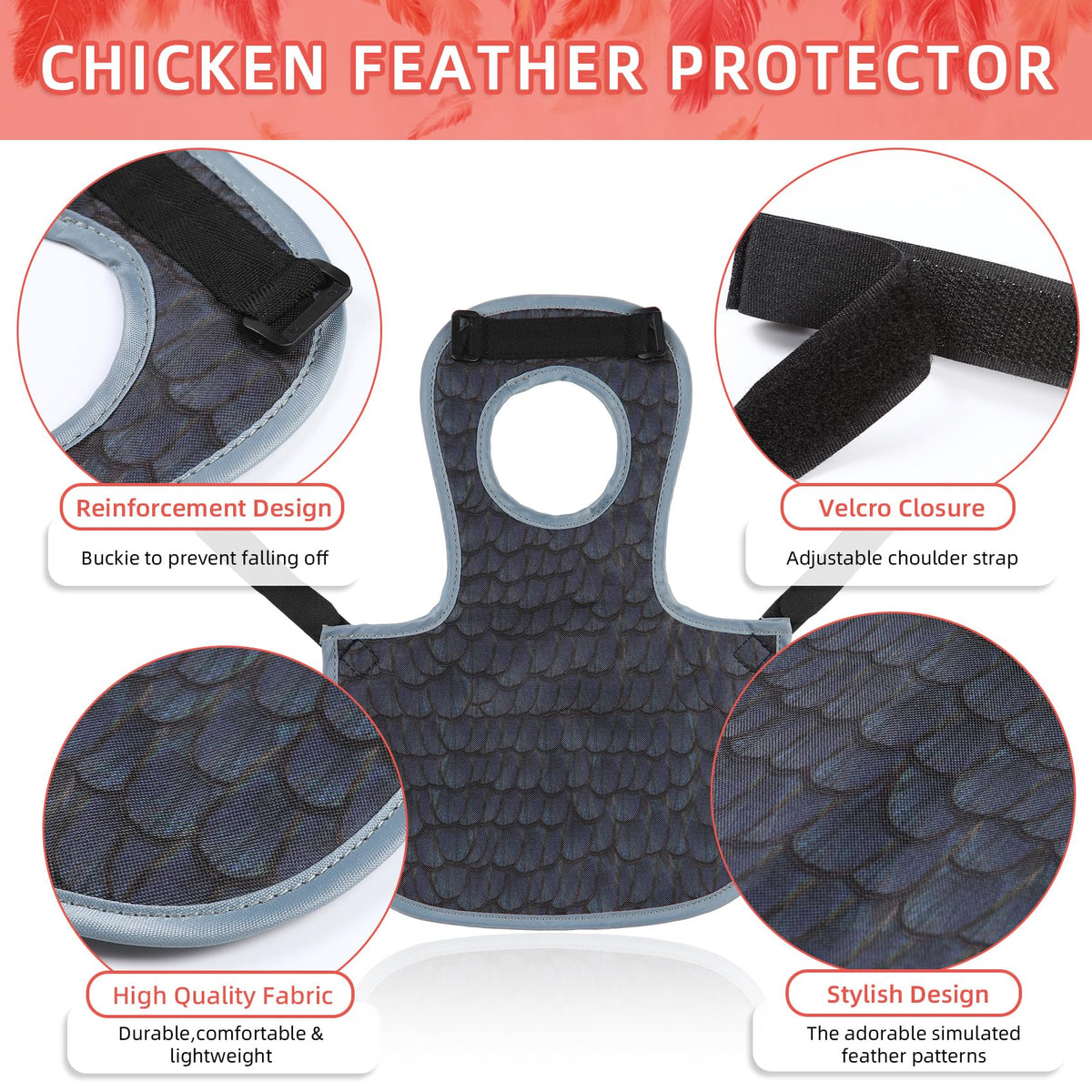 MYWSN chicken saddles adjustable straps ensure a secure, tailored fit during activities.