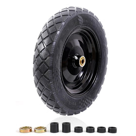 MZREXN flat-free tire side view demonstrates durable puncture-proof engineering for maintenance-free carts.