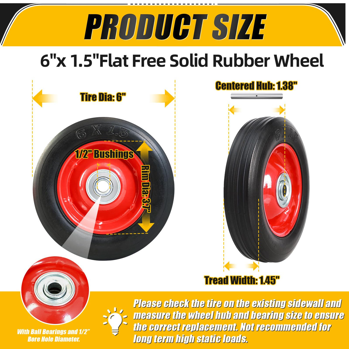 MZREXN solid-tire wheel assembly mounted on a dolly for heavy loads.