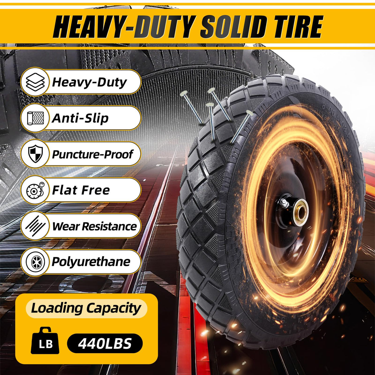 MZREXN solid wheel with a 3-inch centered hub for stable load distribution.
