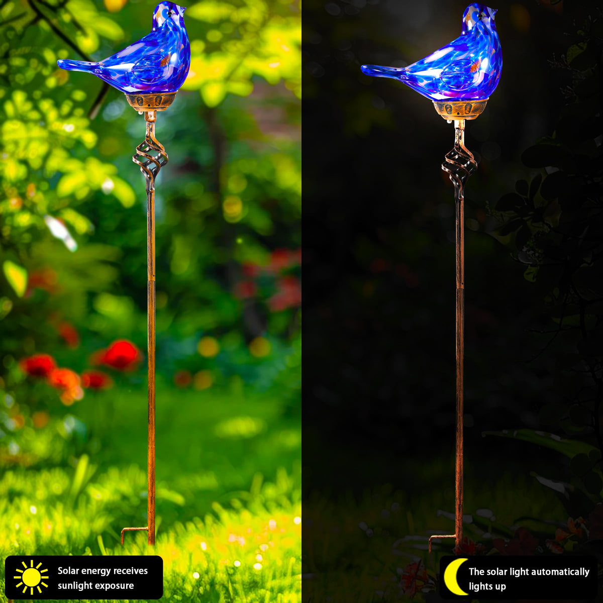 Naboher garden path light stake brightens walkways with warm solar glow