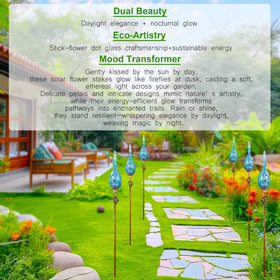 Naboher LED solar path light provides evening illumination.