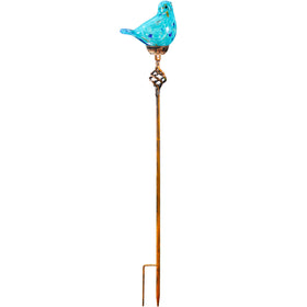 Naboher light blue glass stake adds whimsical focal point to any garden