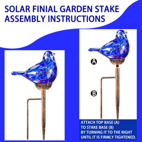 Naboher solar bird stake lighting a garden bed area