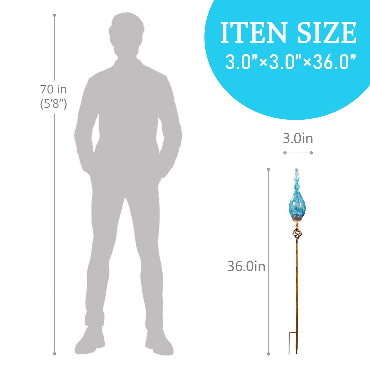 Naboher stake features a sleek metal pole for durable outdoor décor.