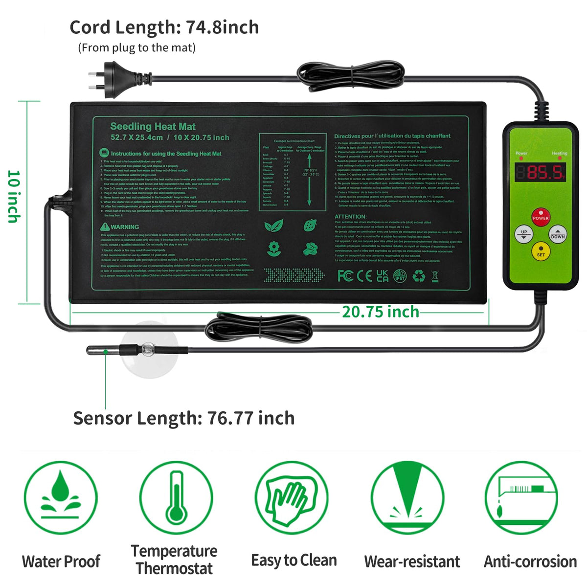 Nacaro waterproof seedling heat mat for safe indoor germination and moisture resistance.