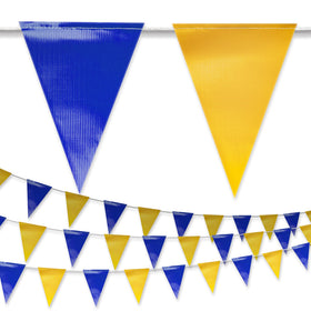 Nacarum blue and yellow pennant banner flag for enhanced outdoor visibility.