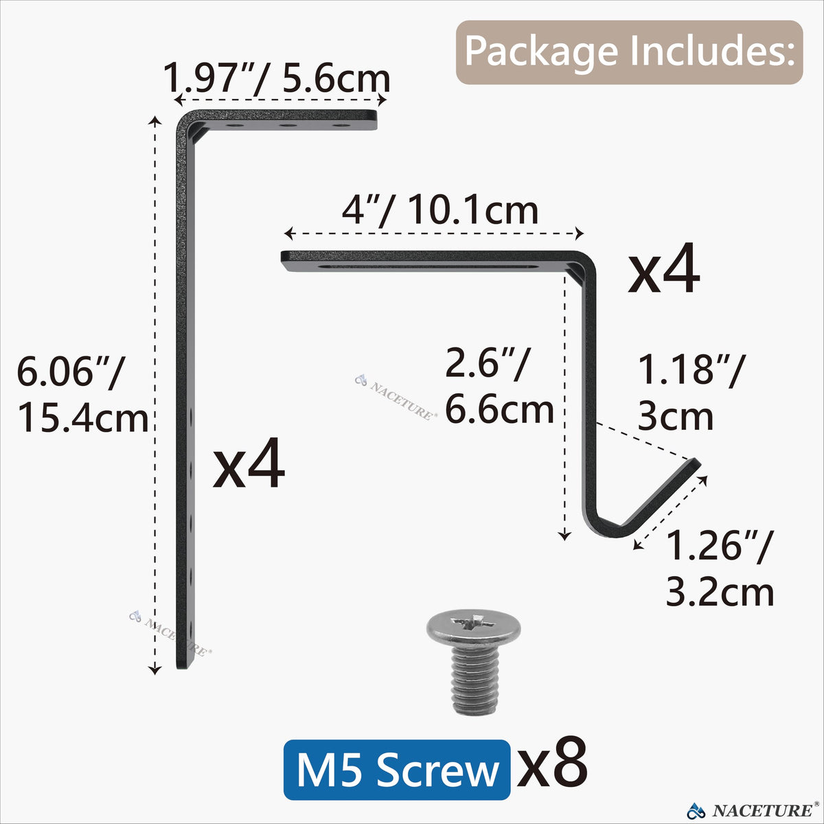 NACETURE four-pack includes mounting screws for quick installation