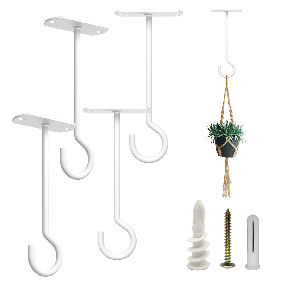 NACETURE heavy-duty white 5-inch ceiling hook, supports up to 50 lbs for indoor and outdoor use.