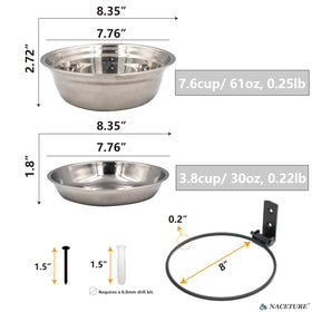 NACETURE water bowl bird feeder stainless steel for outdoor use