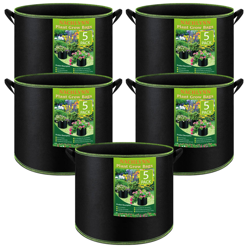 NACHLYNN 15-gallon grow bag side view with reinforced handles for easy transport