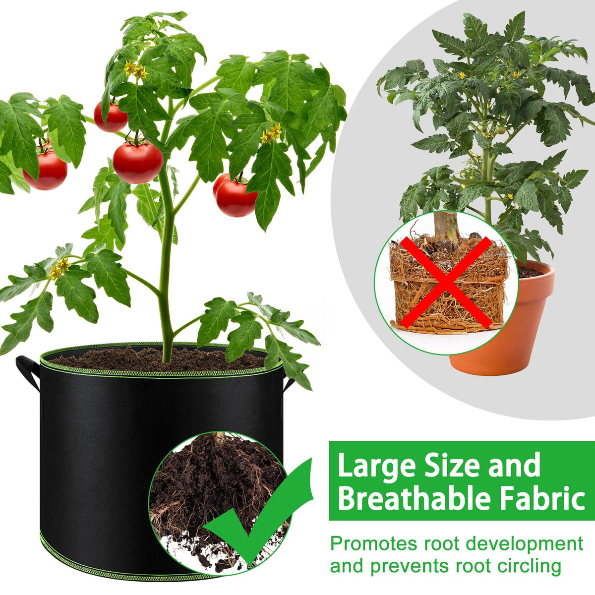 NACHLYNN grow bag handles extended for safe lifting