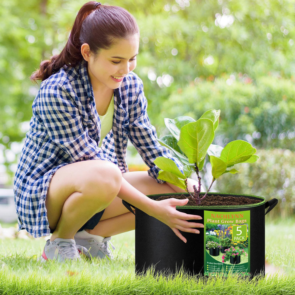 NACHLYNN 15-gallon bag in use with vegetables emphasizing aeration