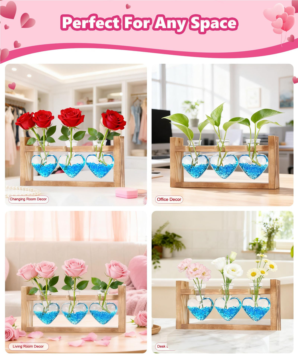 Nacome 3-bulb glass terrarium shows hydroponic setup for compact plant display.