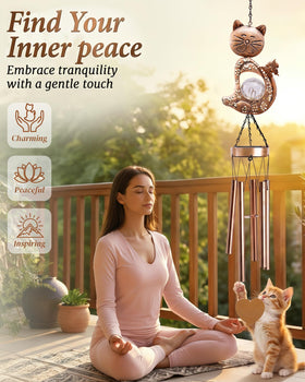 Nacome wind chimes with thick iron tubes delivering deep, melodic notes.