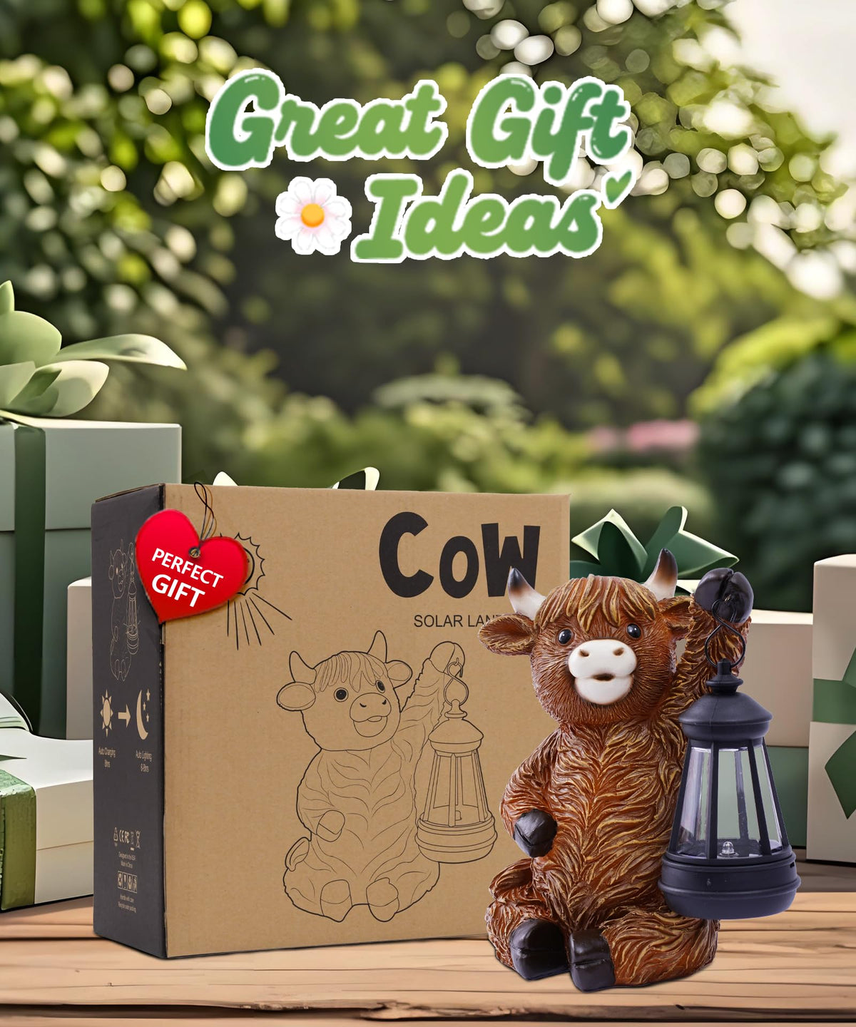 Nacome Highland Cow yard decor perfect for front porch display.