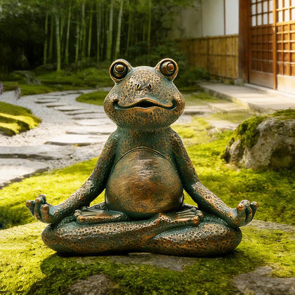 Nacome meditating frog figurine enhances indoor and outdoor serenity