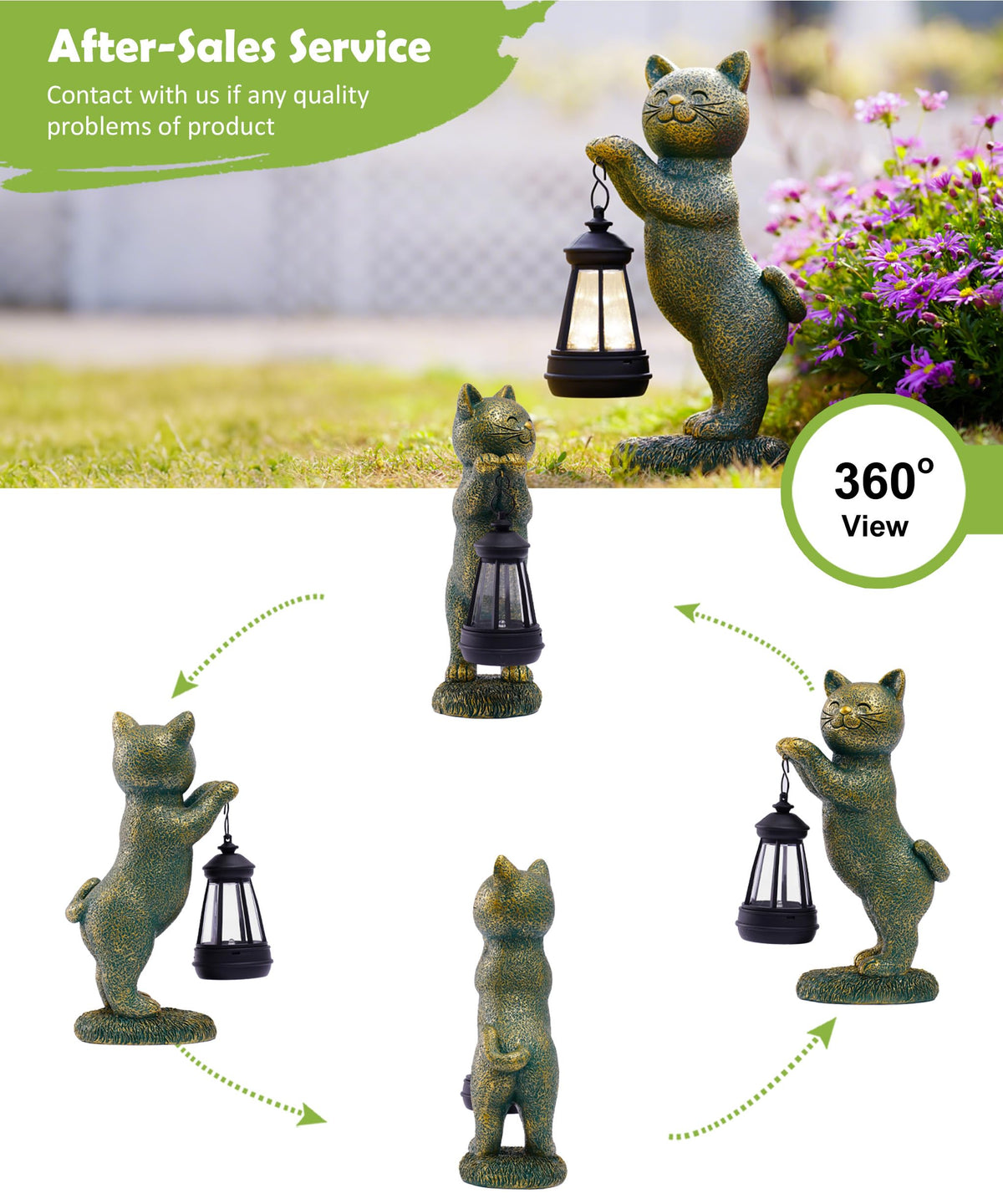 Nacome porch decor cat sculpture with lantern creates welcoming entryways
