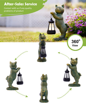 Nacome porch decor cat sculpture with lantern creates welcoming entryways