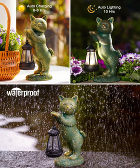 Nacome solar outdoor lighting cat statue frees you from switches