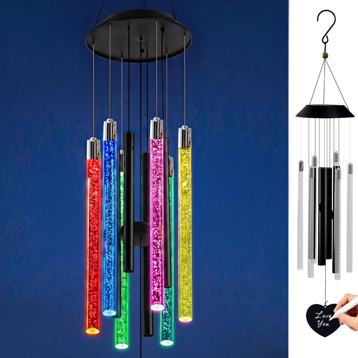 Nacome solar wind chime vibrant night light for outdoors