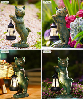 Nacome weatherproof cat sculpture withstands rain and snow