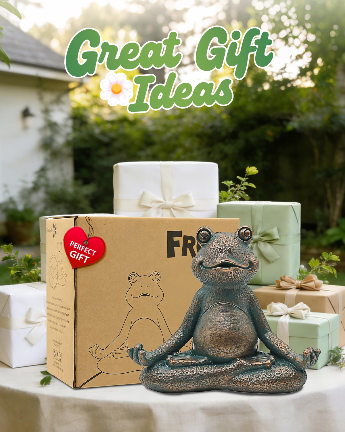 Nacome zen garden frog statue serves as a peaceful yard focal point