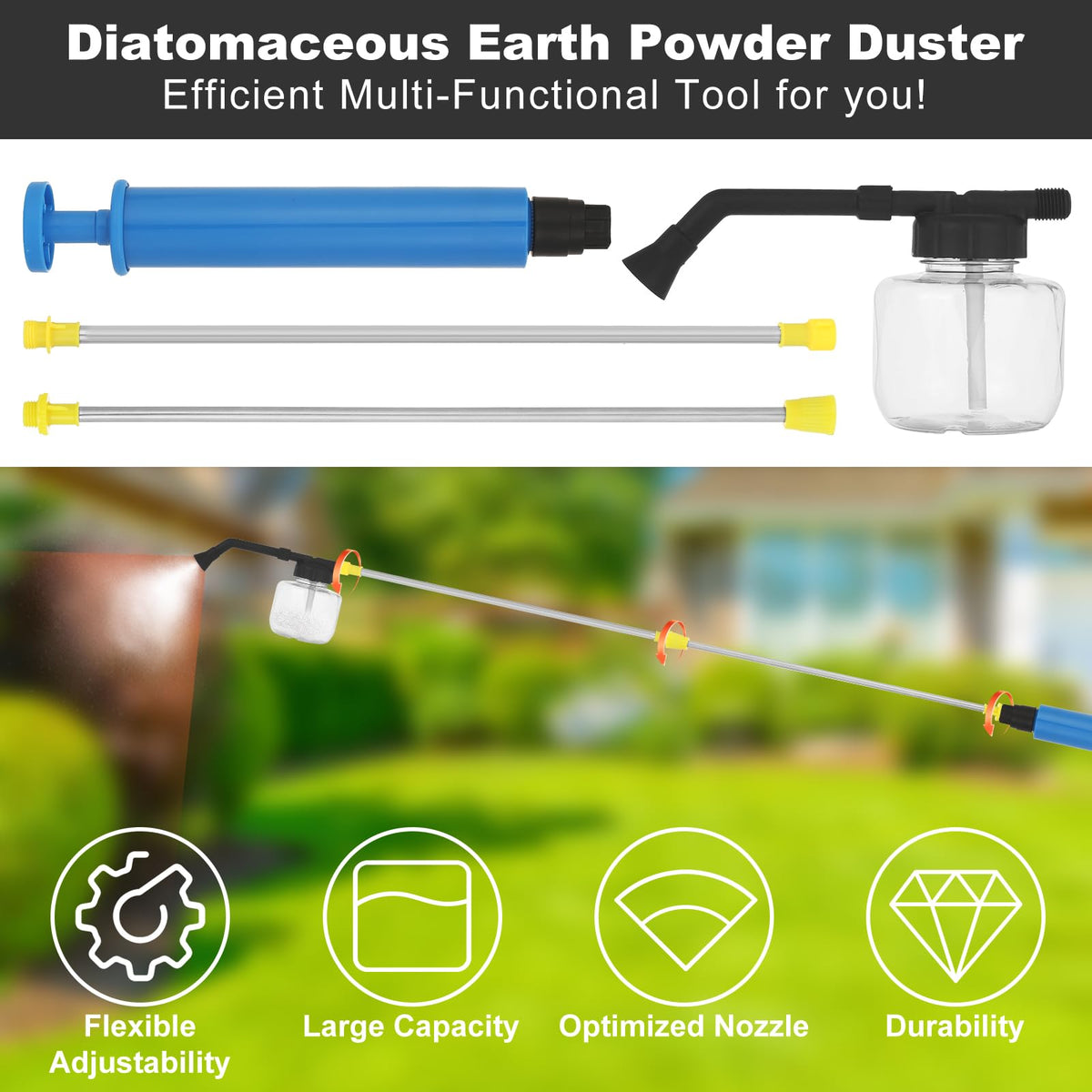Nage-Bay powder sprayer shows a transparent bottle for easy powder monitoring