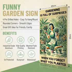 NAGOL gardening is full of surprises sign 12x8 metal garden decor