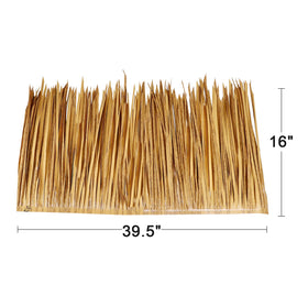 Close-up texture of NAHARO tiki thatch roll showing fluffy, realistic look for tropical ambiance.