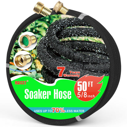 Naicet 5/8-inch round soaker hose distributes water evenly to plant roots