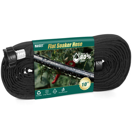 Naicet 10ft flat soaker hose layout for efficient irrigation around garden beds