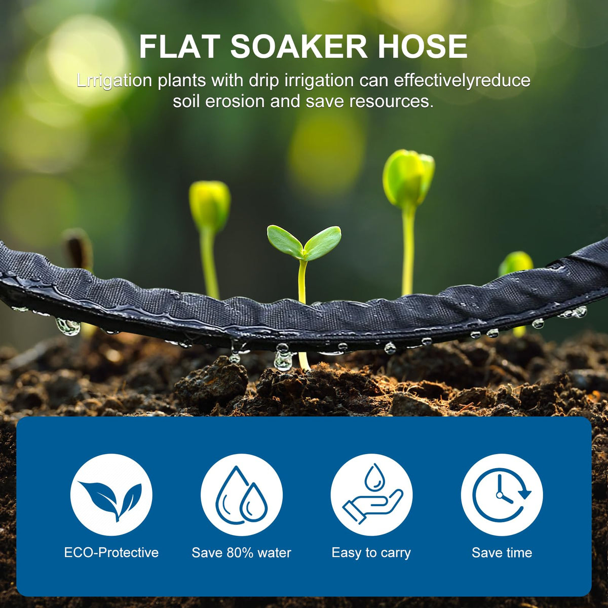 Naicet flat soaker hose water-saving mode provides even hydration