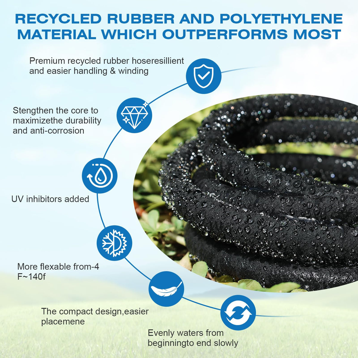 Naicet soaker hose watering garden bed setup