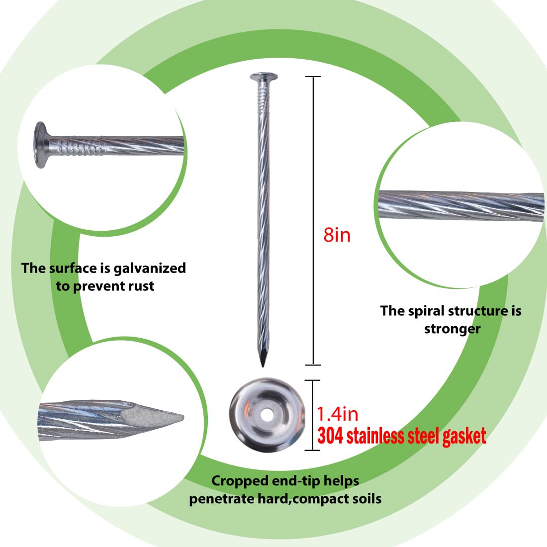 NAILONG galvanized-coated stakes resist corrosion for long outdoor durability