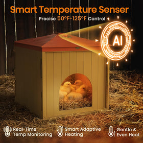 Nailrepro Smart Chicks Coop Heater LED display shows real-time temperature and settings.