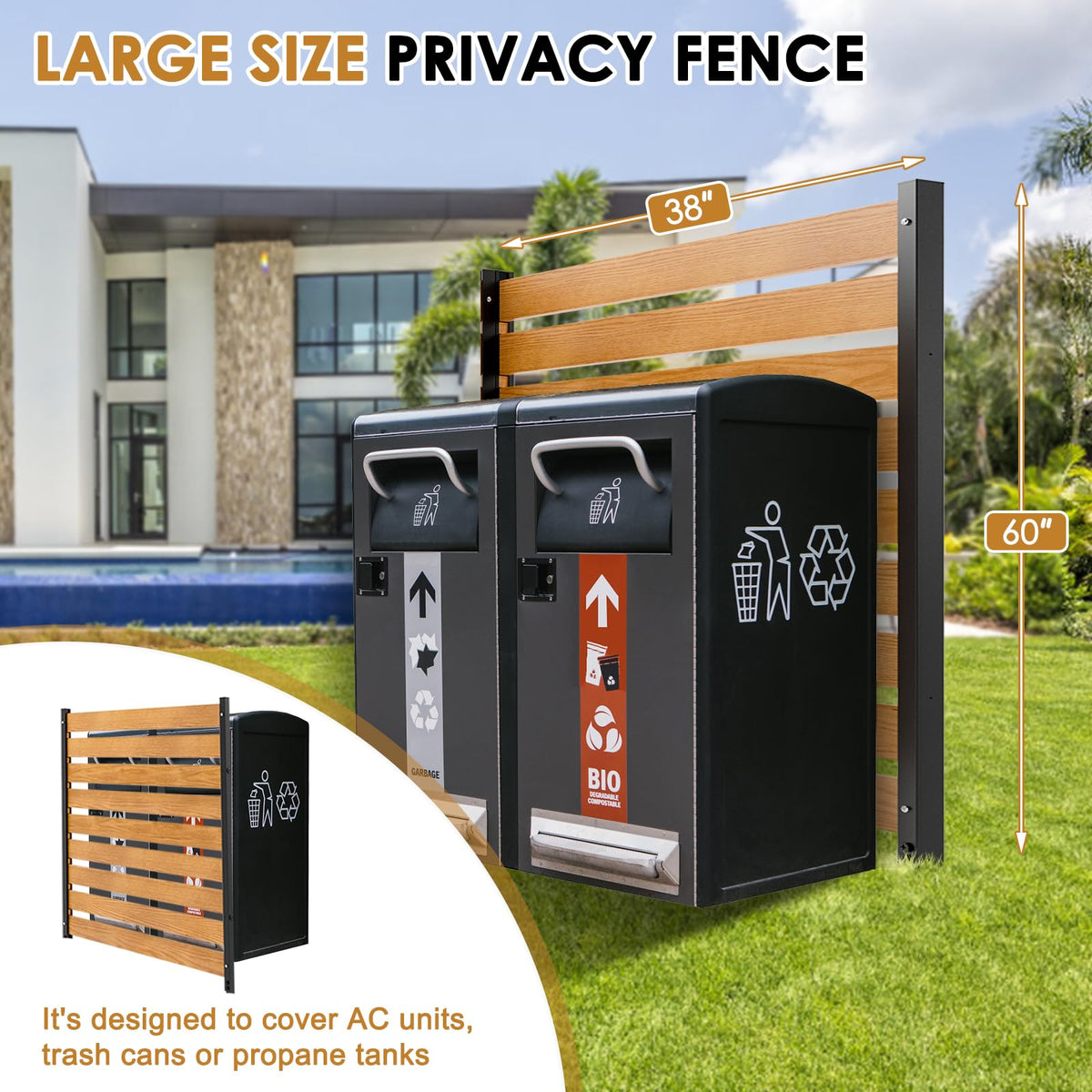 NAIZEA trash can enclosure neatly concealing clutter in outdoor space