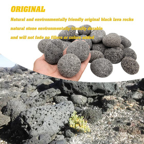 NAKAAOSIK lava rocks as garden mulch, helps moisture retention and aesthetics.