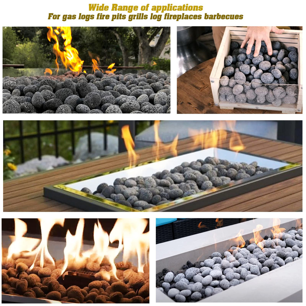 NAKAAOSIK lava rocks for gas firepit, versatile decor and clean burning.
