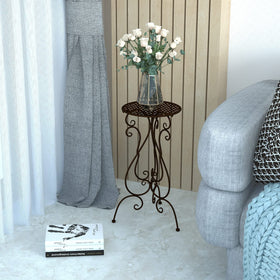 NAKUPE indoor-outdoor plant pedestal in brown supports versatile placement on any surface